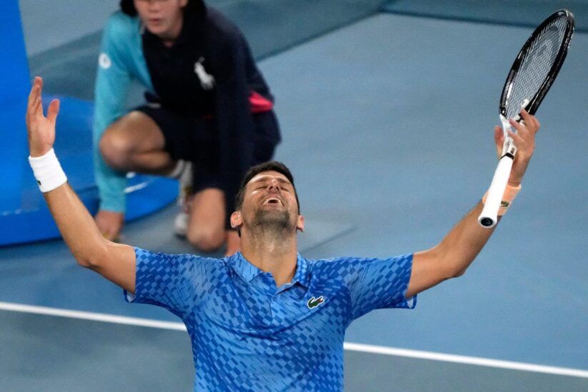 Djokovic celebrando un triunfo 